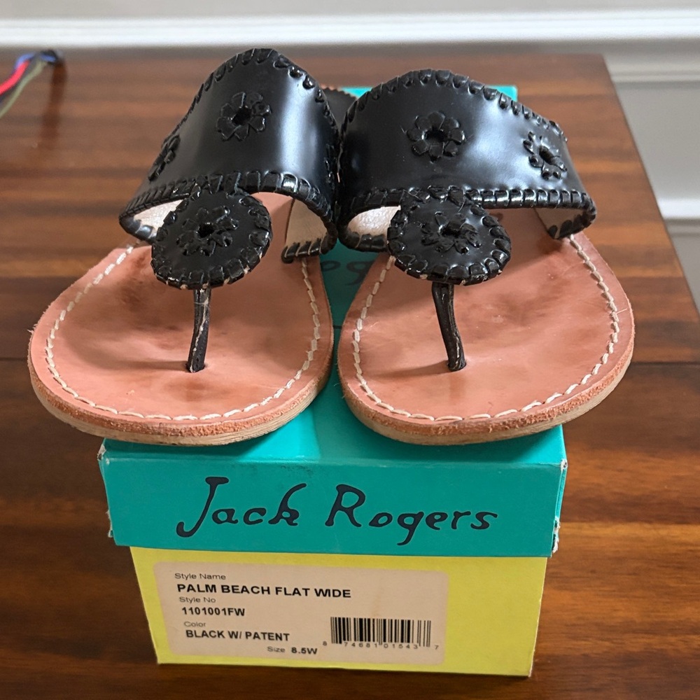 Jack Rogers Palm Beach black sandals 8.5w